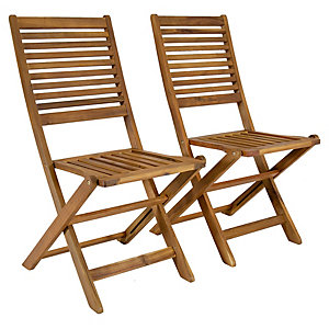 Charles Bentley FSC Acacia Pair of Wooden Foldable Garden Chairs