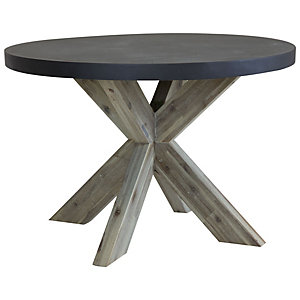 Charles Bentley Fibre Cement & Acacia Wood Round Garden Dining Table