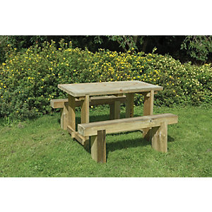 Forest Garden Sleeper Garden Bench And Table Set 1.2m