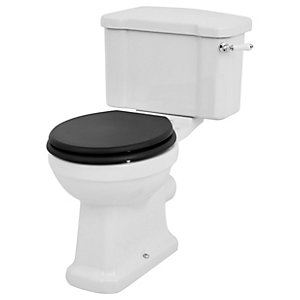 Wickes Oxford Traditional Close Coupled Toilet Pan, Cistern & Black Soft Close Seat
