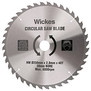 Wickes 40 Teeth Medium Cut Circular Saw Blade - 250 x 30mm