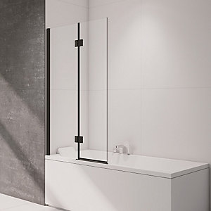Shower Screens Bath Wickes, Bathtub Fixed Glass Panel Black