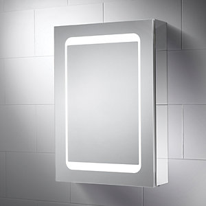 Wickes Earth Led Mirror Cabinet With, Illuminated Bathroom Mirror Cabinet Battery Operated