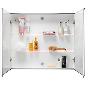 Wickes Finchley Folded Stainless Steel Mdf Carcass Double Door Bathroom Cabinet 670 X 800mm Wickes Co Uk