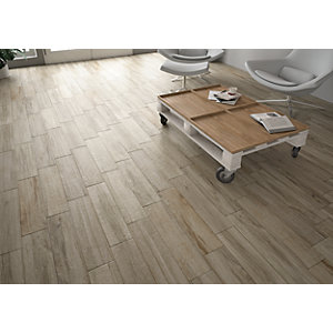 Wickes Mercia Grey Wood Effect Wall, White Wood Effect Ceramic Floor Tiles