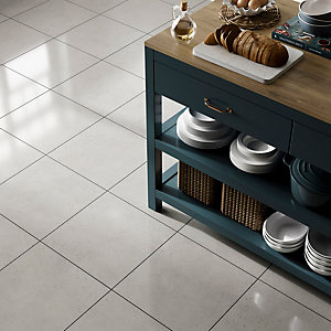 Wickes Rockford™ White Lappato Glazed Porcelain Wall & Floor Tile 445 x 445mm