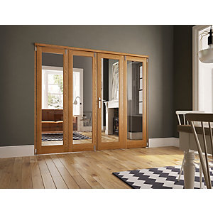 Wickes Newbury Fully Glazed Oak 1 Lite Internal Bi Fold Door Set Wickes Co Uk