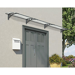 Palram Neo 4050 Twinwall Polycarbonate Door Canopy Grey - 4095 x 860 mm