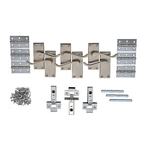 Wickes York Victorian Scroll Latch Door Handle Set Satin Nickel 3 Pairs Wickes Co Uk
