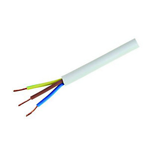 Wickes Heavy Duty 3 Core Flexible Cable - White 1.5mm2 x 5m