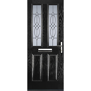 Euramax 2 Panel 2 Square Black Left Hand Composite Door