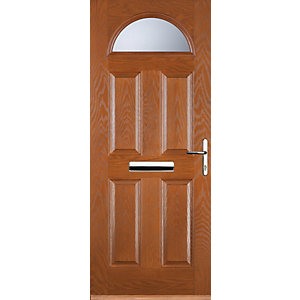 Euramax 4 Panel 1 Arch Oak Left Hand Composite Door
