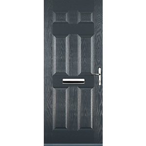 Euramax 6 Panel Grey Left Hand Composite Door