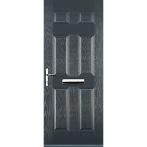 Euramax 6 Panel Grey Right Hand Composite Door