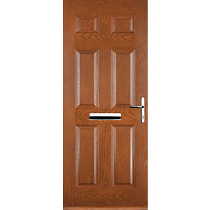 Euramax 6 Panel Oak Left Hand Composite Door