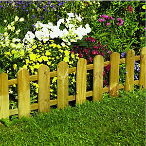 Forest Garden Timber Picket Fence Style Border Edging - 280 X 1100 Mm