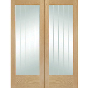 Xl Joinery Suffolk 1981mm X 686mm Fully Glazed Internal French Doors Oak Wickes Co Uk