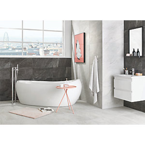 Wickes Amaro™ Charcoal Porcelain Wall & Floor Tile - 615 x 308mm