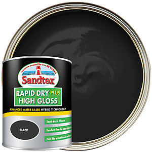 Sandtex Rapid Dry Plus High Gloss Paint - Black 750ml
