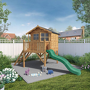 wendy house with slide and swing