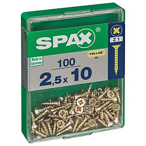 Spax Pz Countersunk Yellox Screws - 2.5x10mm Pack Of 100