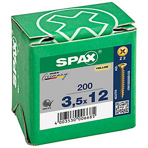 Spax Pz Countersunk Yellox Screws - 3.5x12mm Pack Of 200