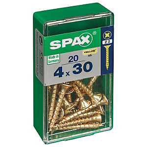 Spax Pz Countersunk Yellox Screws - 4x30mm Pack Of 20