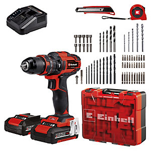 Einhell Power X-Change TE-CD 18/40 +64 Cordless Combi Drill 2 x 2.0Ah Batteries with 64 Piece Accessory Kit