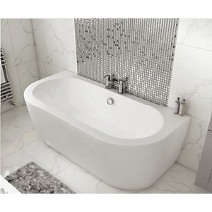Wickes Blend D-Shaped Bath with Panel - 1700mm x 800mm