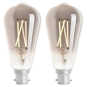 4lite WiZ Connected LED SMART B22 Filament Light Bulbs - Smoky - Pack of 2
