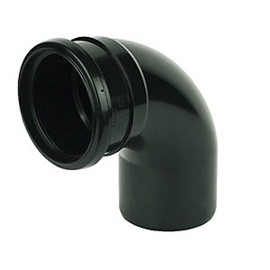 FloPlast 110mm Soil Pipe Bend Socket/Spigot 92.5° - Black
