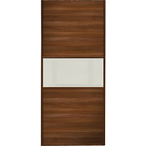 Spacepro Sliding Wardrobe Door Fineline Walnut Panel & Arctic White Glass
