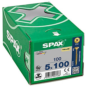 Spax PZ 100mm Countersunk Yellox Screws - Pack of 100
