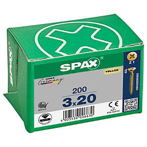 Spax PZ 20mm Countersunk Yellox Screws - Pack of 200