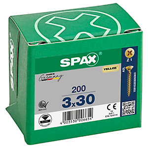 Spax PZ 30mm Countersunk Yellox Screws - Pack of 200