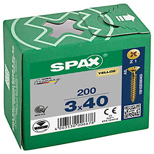Spax PZ 40mm Countersunk Yellox Screws - Pack of 200