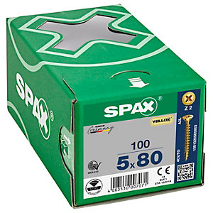 Spax PZ 80mm Countersunk Yellox Screws - Pack of 100