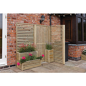 Rowlinson Vertical Timber Slat Screen - Pack of 2
