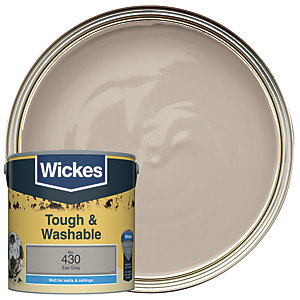 Wickes Earl Grey - No.430 Tough & Washable Matt Emulsion Paint - 2.5L