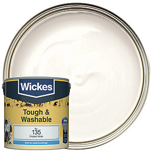 Wickes Frosted White - No.135 Tough & Washable Matt Emulsion Paint - 2.5L