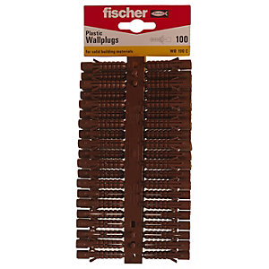 Fischer Brown Plastic Wall Plugs - 7mm Pack Of 100
