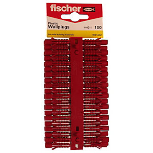 Fischer Red Plastic Wall Plugs - 6mm Pack Of 100