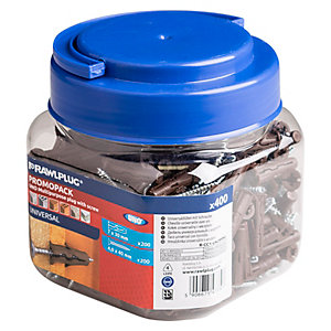 Rawlplug Uno Brown Wall Plug Jar With Screws - 200 pack