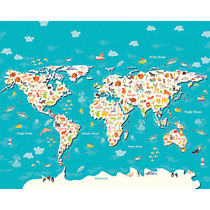 ohpopsi Animals Of The World Map Wall Mural