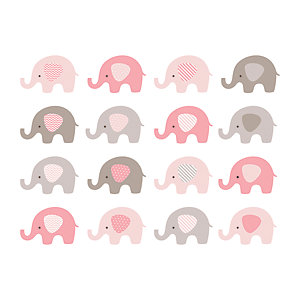 ohpopsi Baby Pink Elephant Wall Mural