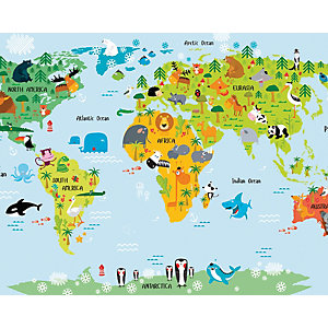 ohpopsi The Whole Wide World Map Wall Mural