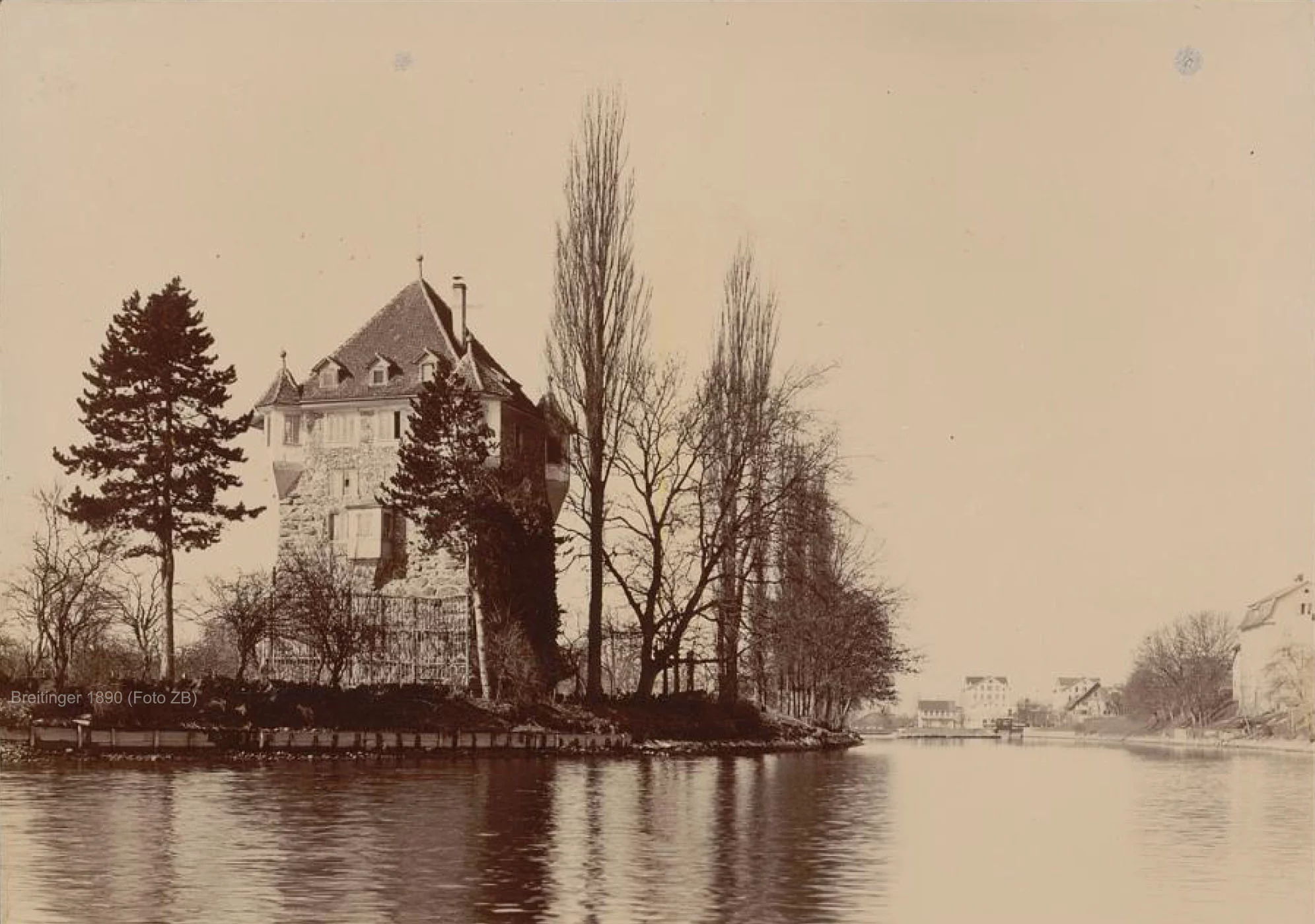 Limmat mit Hardturm im Jahr 1890 (Foto BAZ, Breitinger)