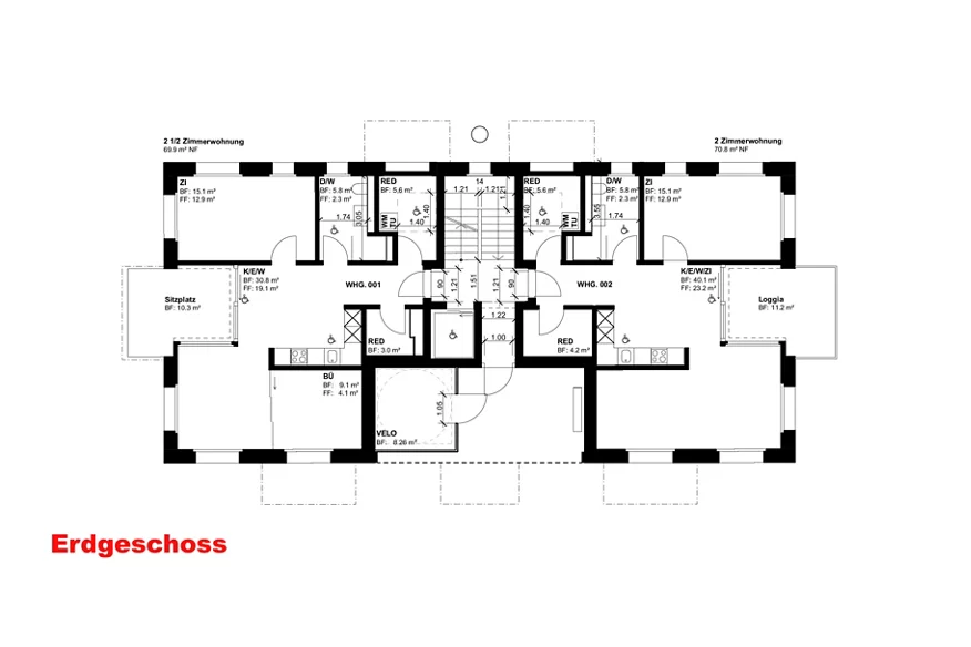 Dieses Bild zeigt einen generellen Grundriss aus einem Architektenplan.