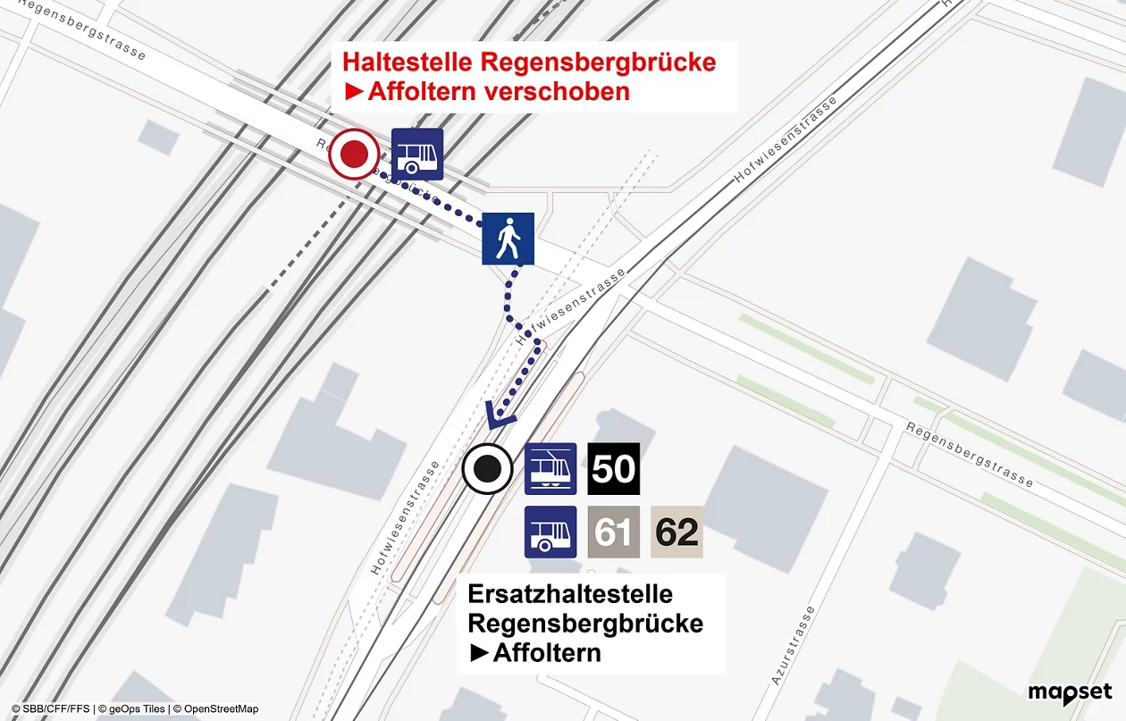 Bushaltestelle Regensbergbrücke an die Tramhaltestelle verschoben