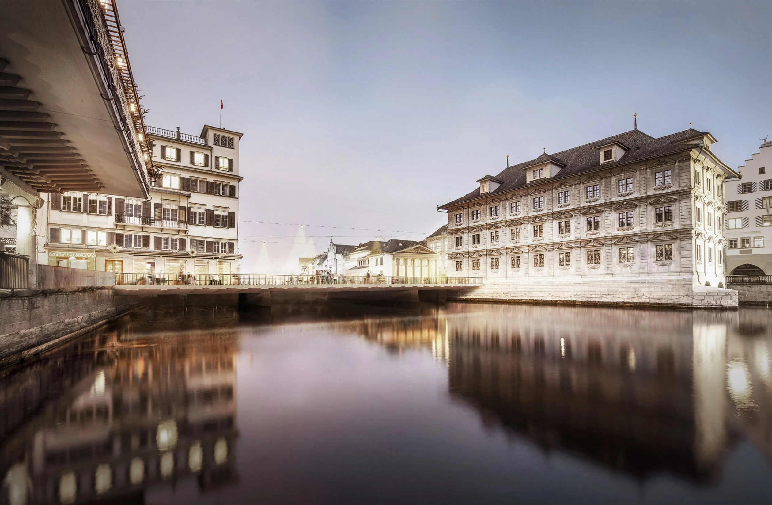 Die neue Rathausbrücke in der Nacht (Visualisierung)